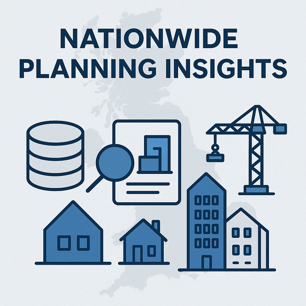 Nationwide Planning Insights illustration showing buildings, data, and construction